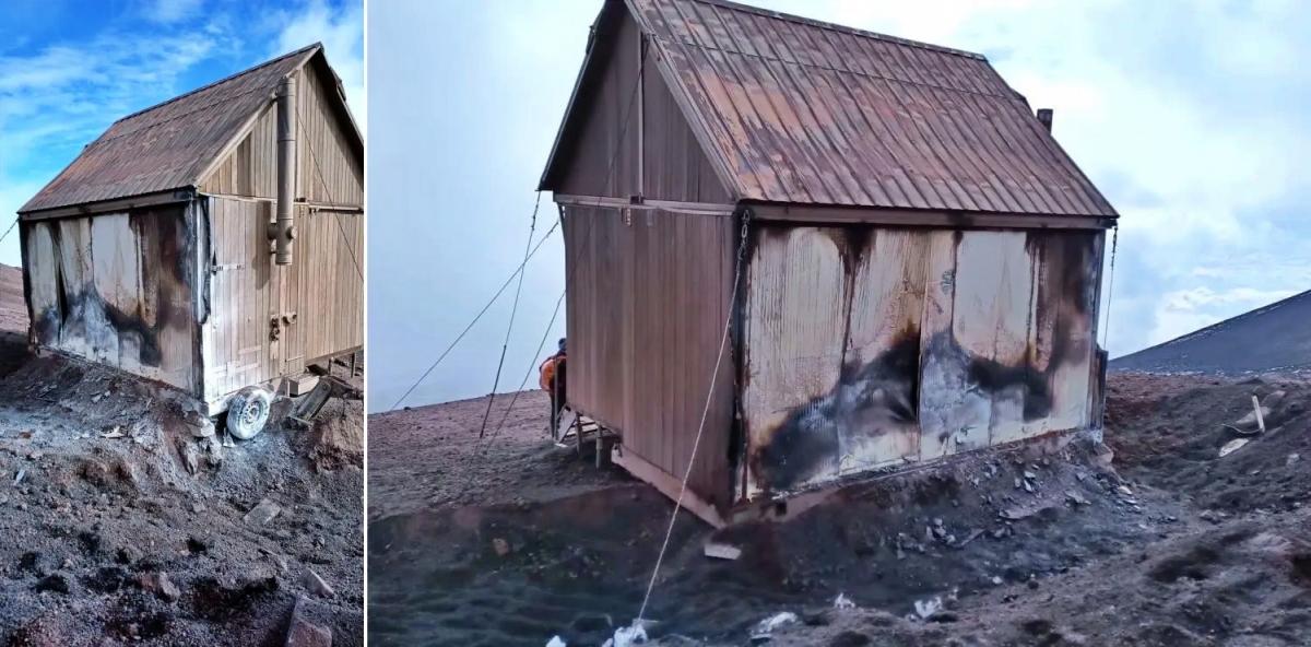Impact de la chaleur de la coulée pyroclastique du 10 février 2022 (2800 mètres d'altitude).&nbsp;Photo de Francesco Ciancitto.
