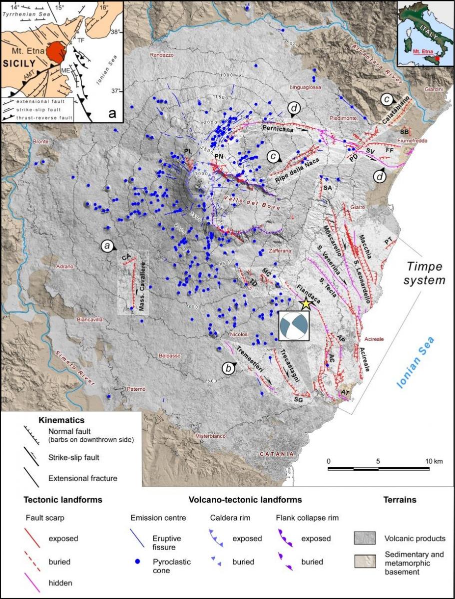Carte volcano-tectonique de l'Etna