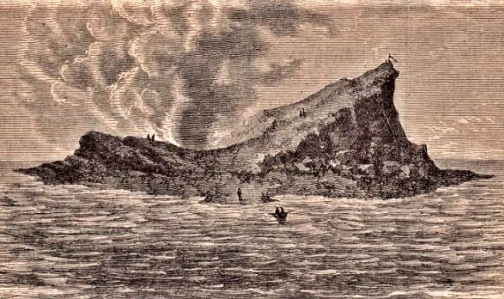 Vue du cratère du nouveau volcan 29 septembre 1831 du Monde Illustré N 384 20 août 1864
