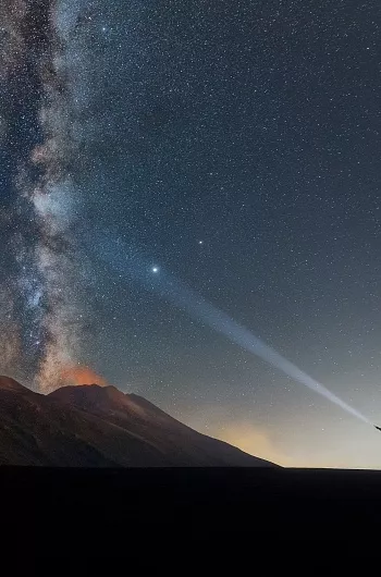 Ätna mit der Seilbahn bei Sonnenuntergang
